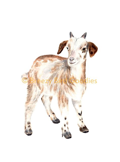 Goat Print Watercolor Baby Goat Farm Animal Print Nursery Etsy Goat