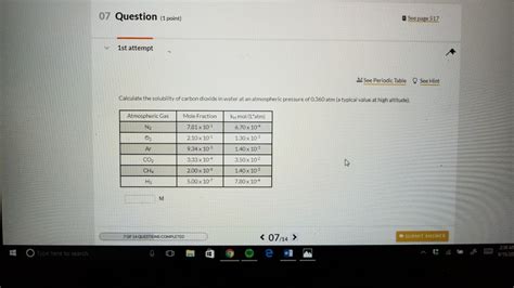 Solved Calculate The Solubility Of Carbon Dioxide In Water