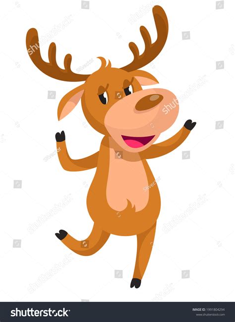 Dancing Christmas Deer Smiling Character Cartoon Stock Vector (Royalty ...