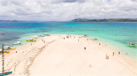 Naked Island Siargao The White Sandy Island Is Surrounded By A Coral Reef A Top View