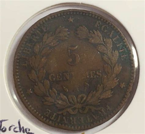 MMO174 Belle et rare monnaie de 5 centimes Cérès 1896 A Torche Agence