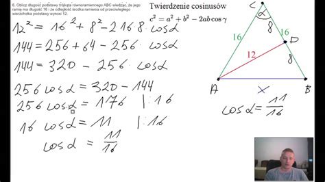 Oblicz długość podstawy trójkąta równoramiennego ABC YouTube