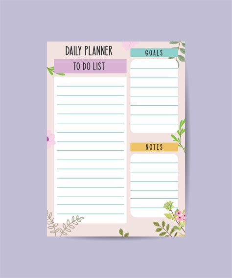 Minimalist Planners Daily Planner Template Floral And Simple Printable