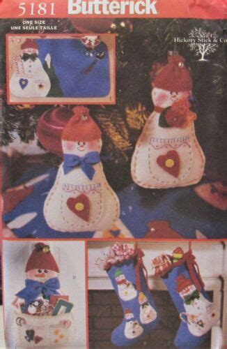 Butterick Snowman Christmas Craft Pattern Tree Skirt Stockings