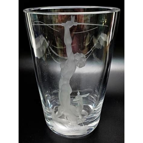 Lot Orrefors Carved Vase Depicting Nude Archer