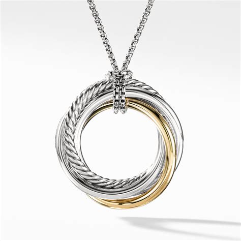 David Yurman Crossover Pendant Necklace With Gold Nagi