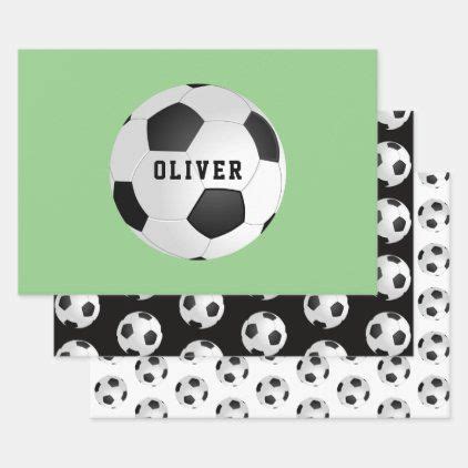 Soccer Football Ball Pattern Kids Name Birthday Wrapping Paper Sheets Wedding Wrapping Paper ...