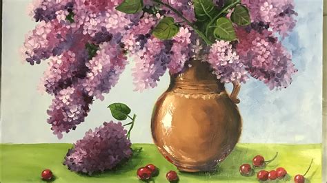 Сирень в керамической вазе картина маслом - YouTube