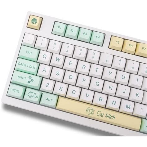 Lot De 130 Touches Pbt Cat Blanc Cyan Profil Xda Personnalisé Dye Sub