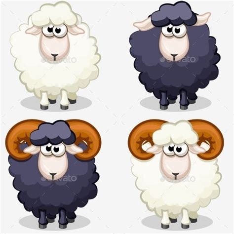 Cartoon Black And White Sheep By Babysofja Graphicriver Cartoon