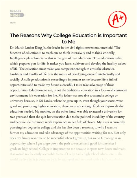 The Reasons Why College Education Is Important To Me [essay Example