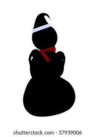 Black Christmas Snowman Illustration Silhouette On Stock Illustration