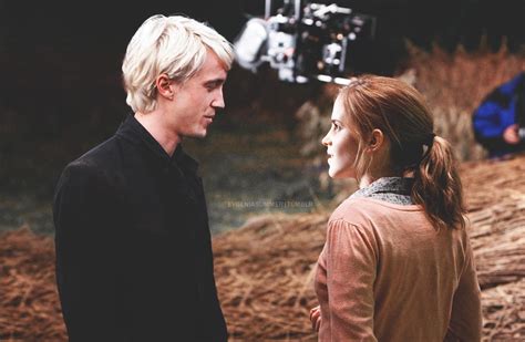 Draco and Hermione on set by EvgeniaSummer on DeviantArt