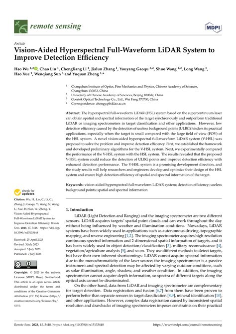 Pdf Vision Aided Hyperspectral Full Waveform Lidar System To Improve