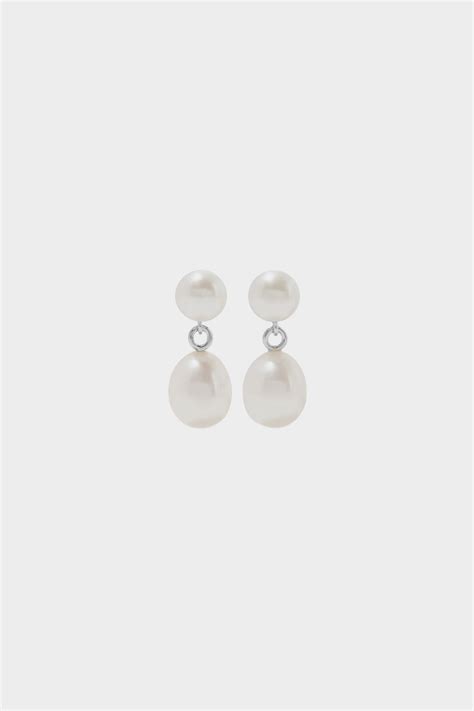 NATASHA SCHWEITZER | Earrings | Double Pearl Drop Earrings | Silver