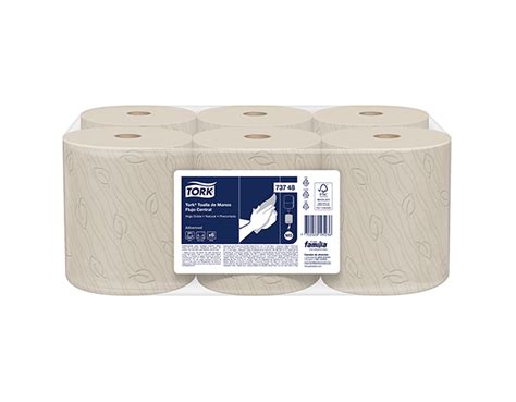 Toalla De Manos Flujo Central Natural Hoja Doble Rollo X 120 M