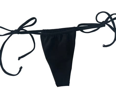 Cheeky Thong Adjustable Bikini Bottom Skimpy Bottom Ibiza Beach Bikini Bottom Black Brazilian