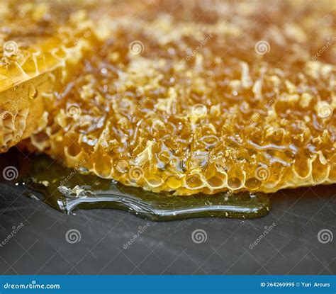 Closeup Honeycomb Natural Product And Gold Food For Health Wellness