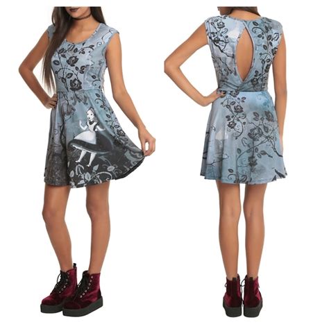 Disney Dresses Hot Topic Alice In Wonderland Disney Skater Dress Falling Gothic Art Floral
