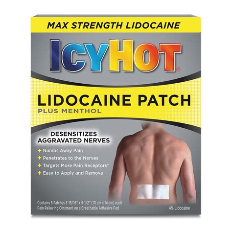 Icy Hot Lidocaine Plus Menthol Patch 5 Ct