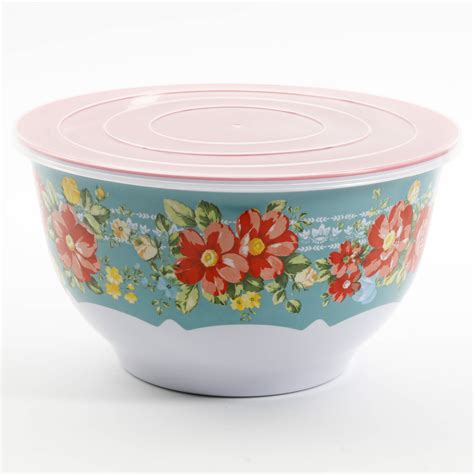 Spring Bouquet Pioneer Woman Melamine Serving Bowl Set With Lids Set Of 3 Bowls With 3 Lids