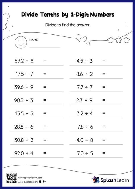 Th Grade Math Divide Decimals By Whole Numbers Worksheets Free