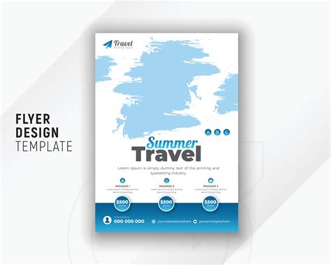 Vacation travel brochure flyer design template with white background