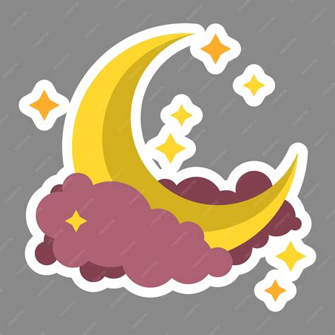 Premium Vector | Moon and stars isolated sticker on grey background