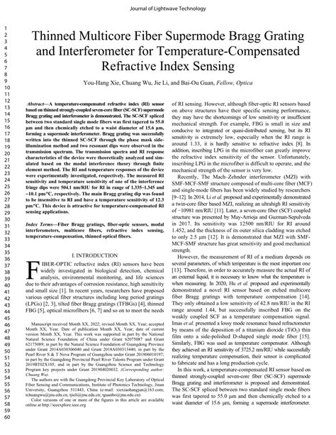 Pdf Thinned Multicore Fiber Supermode Bragg Grating And