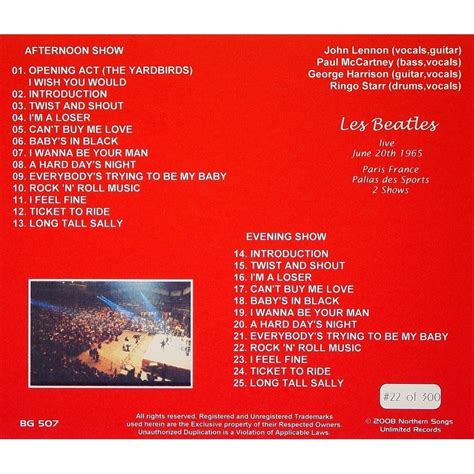 Live In Paris France 6201965 Cd By The Beatles Cd With Zorro800 Ref118060162