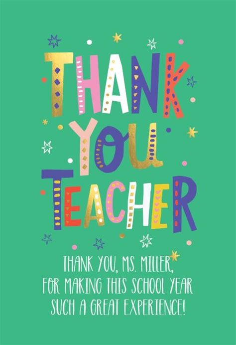 Thank You Card For Teacher