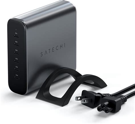 SATECHI Cargador GAN USB C De 200W Con 6 Puertos 2X USB C PD 3 1