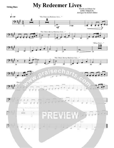 My Redeemer Lives String Bass Sheet Music PDF G3 Worship PraiseCharts