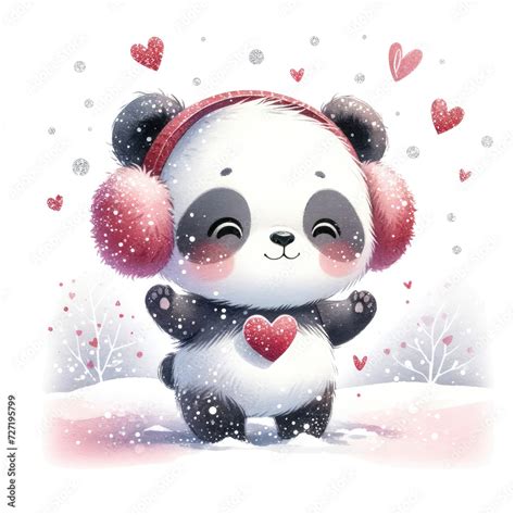 Cute Panda Valentine Clipart Romantic Bear Illustrations Loveable