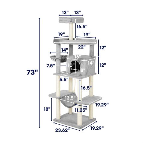 FRISCO 73-in Cat Tree with Hammock, Condo, Lounge Basket, Top Perch and Bed, Gray - Chewy.com