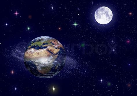 The Earth, Moon, stars | Stock Photo | Colourbox