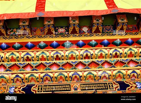 Colourful Design On A Wall Of A Monastery In Tawang Arunachal Prodesh