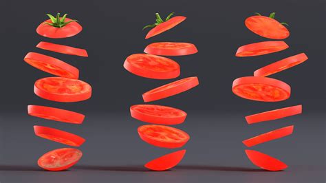 Sliced Tomato In The Air D Model Ds Blend C D Fbx Max Ma