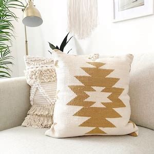 Kilim Pillow Cover, 18x18 Modern Kilim Cushion Cover, Sand & Cream ...