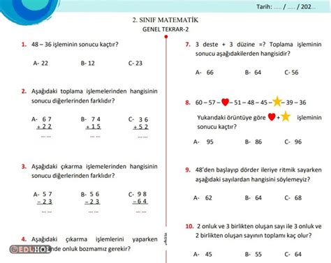 Matematik Genel Tekrar Testi 2 Eduhol Ders Videoları İzle Online