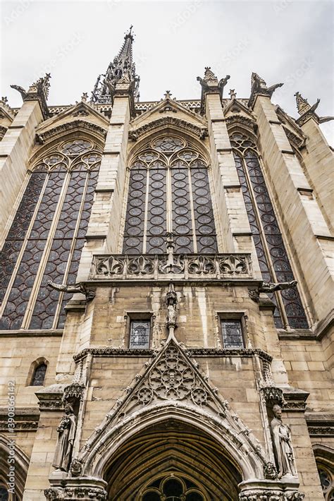 Exterior Of Holy Chapel Sainte Chapelle In Paris France The