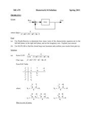 Hw4sol ME 475 PROBLEM 1 Given R S Homework 4 Solution Spring 2011