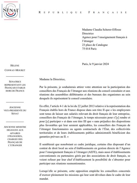 Mon Courrier à La Directrice De Laefe Claudia Scherer Effosse Sur