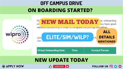 Wipro New Onboarding MAIL Wipro New Update Wipro Onboarding