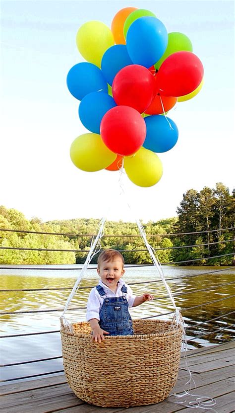 First Birthday Photo Shoot Hot Air Balloon Basket Balloon Basket Photo Balloons Birthday