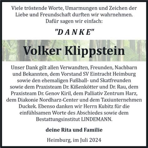 Traueranzeigen Von Volker Klippstein Abschied Nehmen De