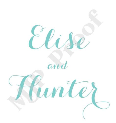 The Words Elsie And Hunter Written In Blue Ink On A White Background