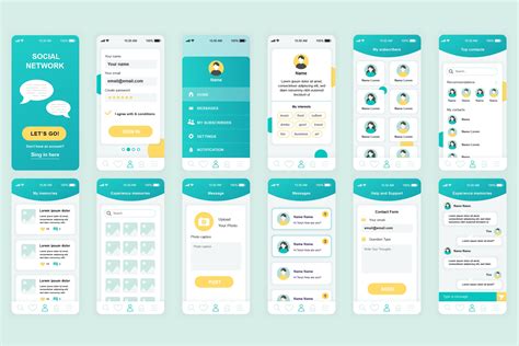 社交网络交友APP应用界面设计UI套件 Social Network Mobile App UI Kit 素材之家