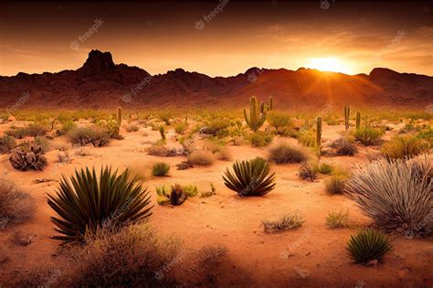 El árido paisaje del cálido desierto del sahara cactus y arena con ...