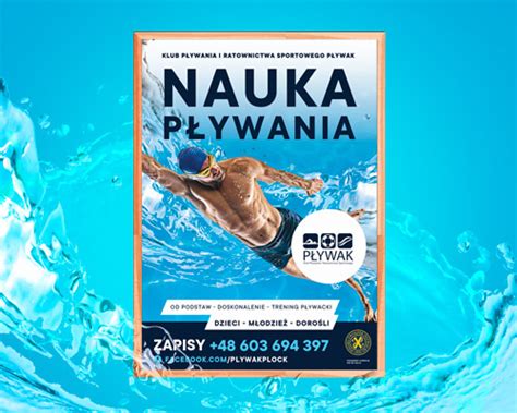 Projekt Plakatu Reklamowego Nauka Pływania Pływak Grupapns